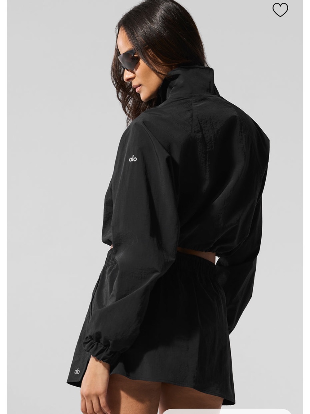 ALO Yoga Black Cropped Bomber Jacket